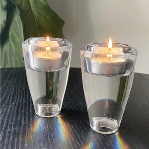 Crate & Barrel Reversible Glass Taper/Tealight Holder